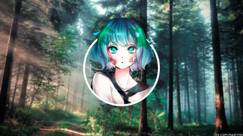 anime, anime girls, picture-in-picture, Earth, Earth-chan, forest
