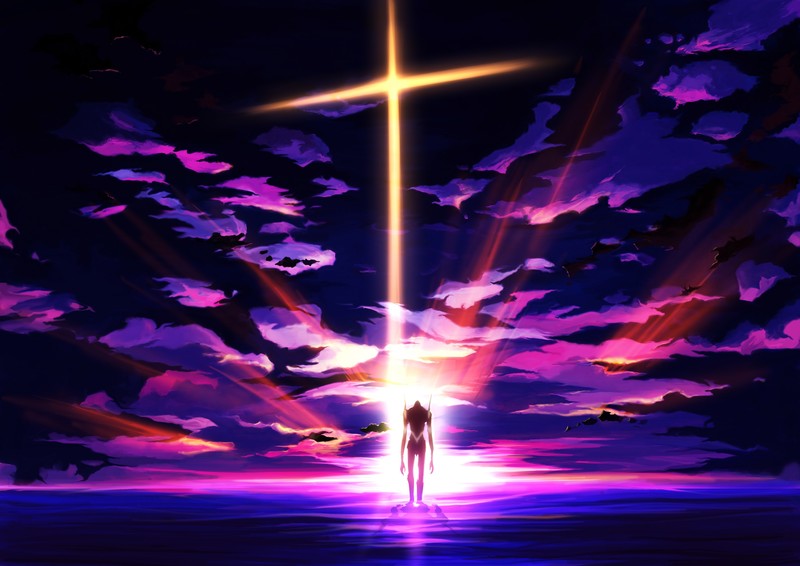 Neon Genesis Evangelion, EVA Unit 01, anime, cross