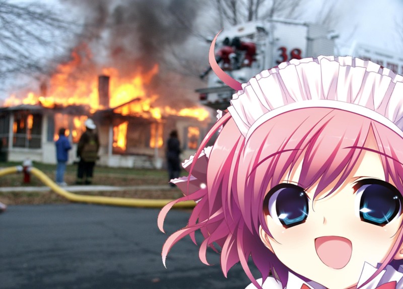 anime girls, fire, Grisaia no Kajitsu