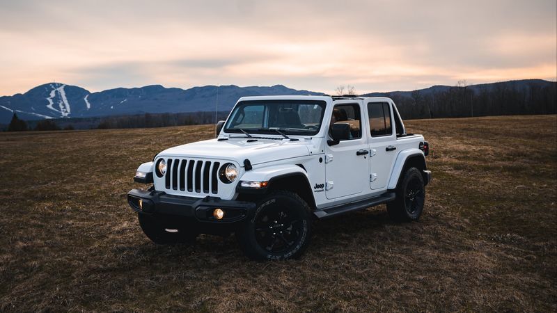 jeep wrangler, jeep, car, lights, white, 4k