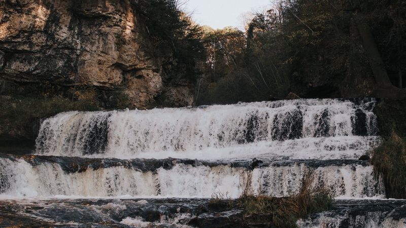 waterfall, water, flow, breakage, trees, 4k