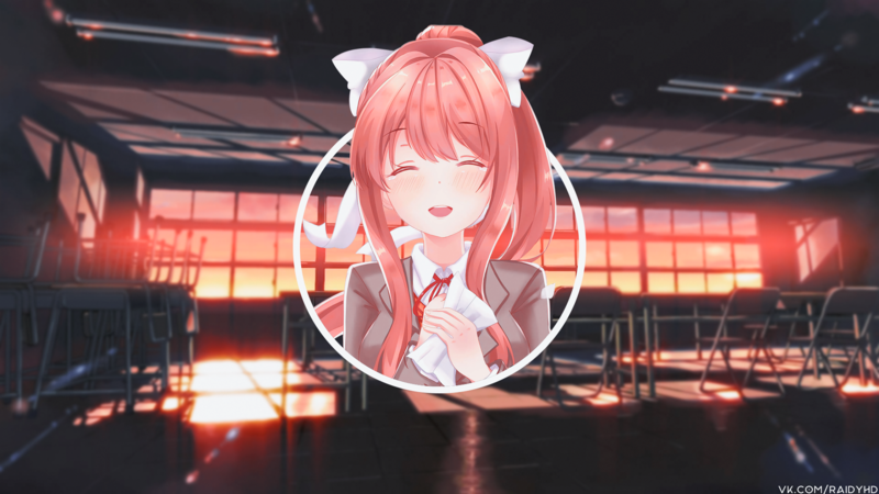 anime, anime girls, picture-in-picture, Monika (Doki Doki Literature Club), Doki Doki Literature Club