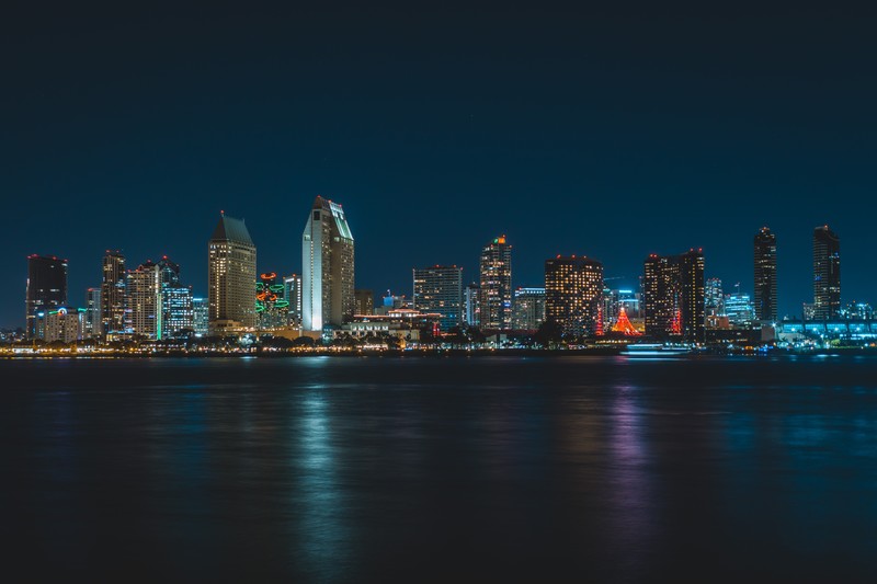 San Diego, California, USA, city, lights, water
