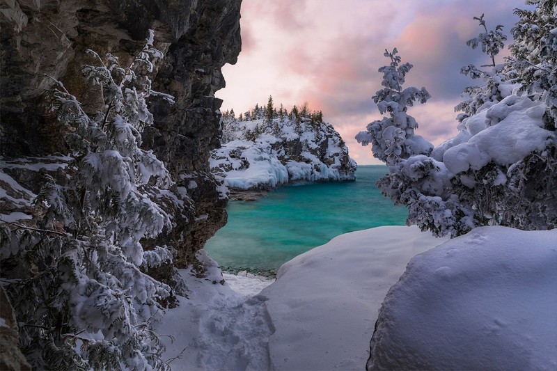 winter, water, snow, nature