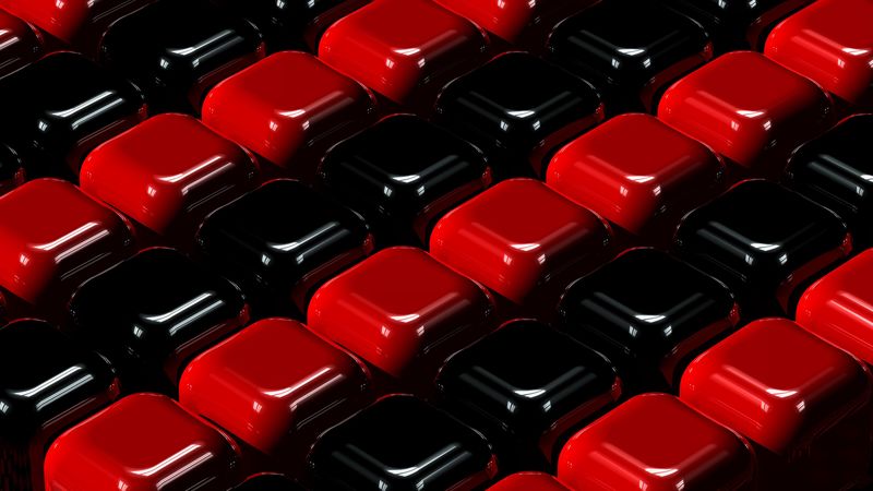 cubes, red, black, 3d, 4k
