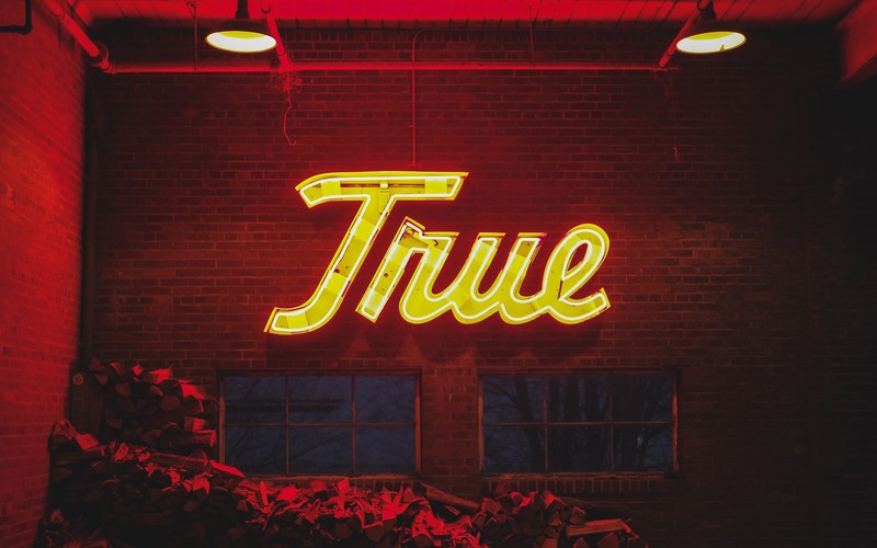 typography, neon, neon sign, photography, text, red, bricks