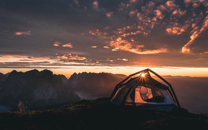 tent, camping, mountains, landscape, sunset, photography, sun rays