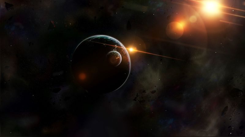 planets, space, flash, shine, flare, 4k