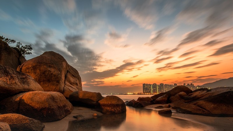 landscape, rock, sky, sunlight