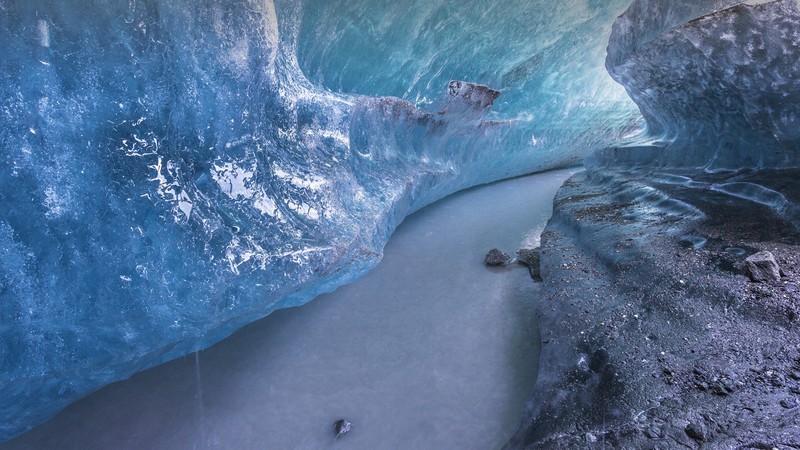 cave, ice, river, cold, water