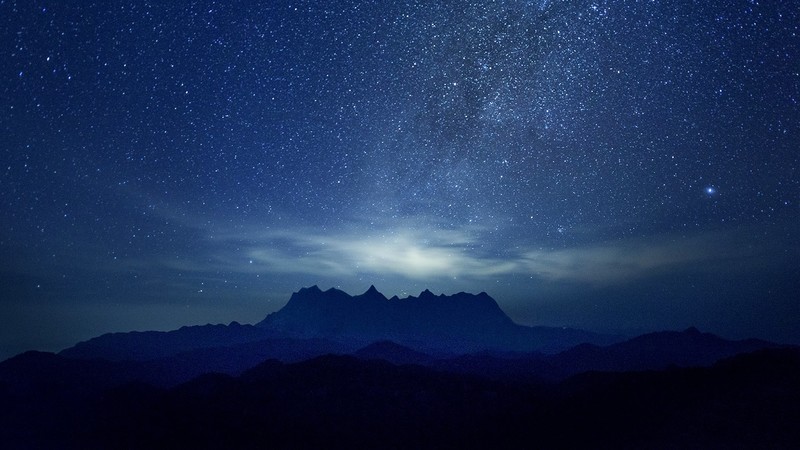 landscape, night, night sky, stars, blue
