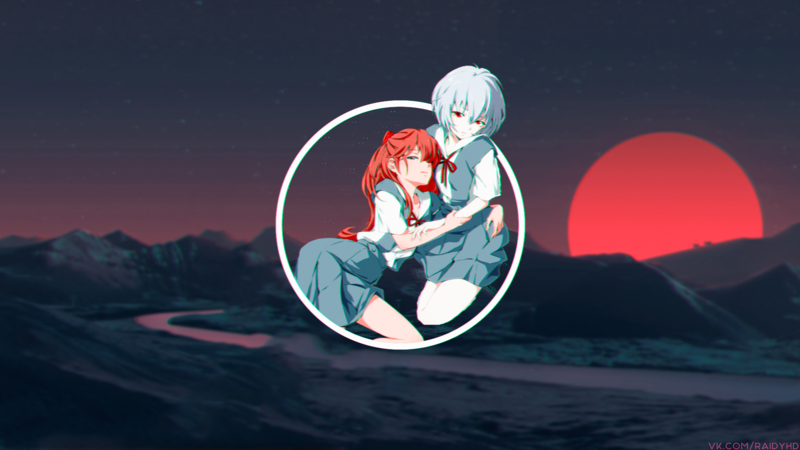 anime, anime girls, picture-in-picture, Neon Genesis Evangelion, Asuka Langley Soryu, Ayanami Rei