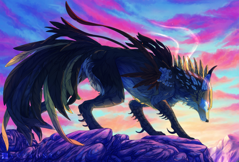 wolf, mountains, illustration, artwork, digital art, hybrid animal