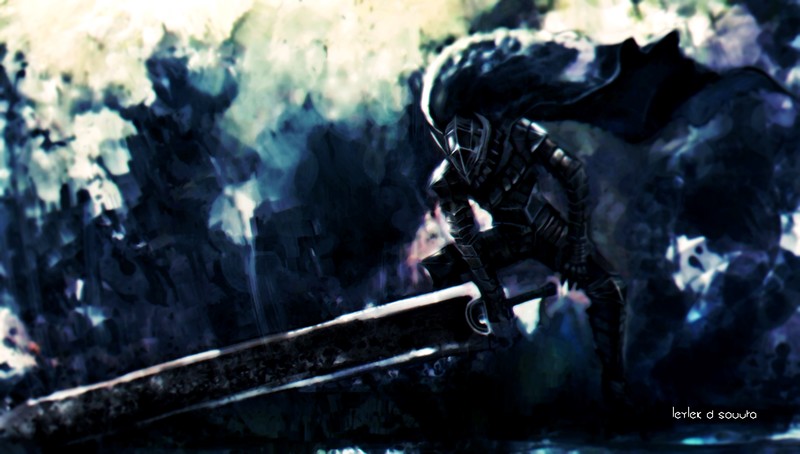 Leylek.D.Sovura, artwork, Berserk, Kentaro Miura, Black knight, Black Swordsman