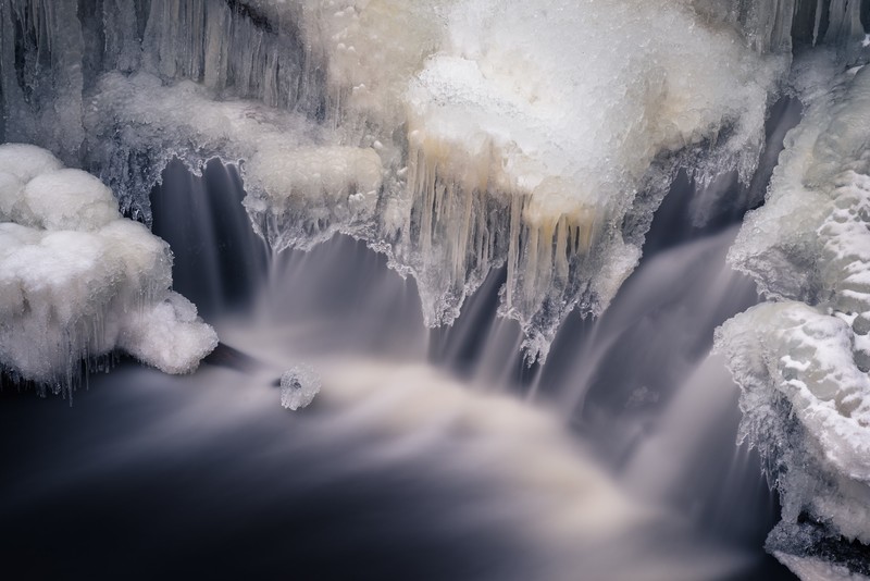 waterfall, ice, winter, water, nature