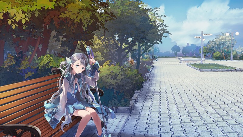 anime, anime girls, park, photo manipulation, spear
