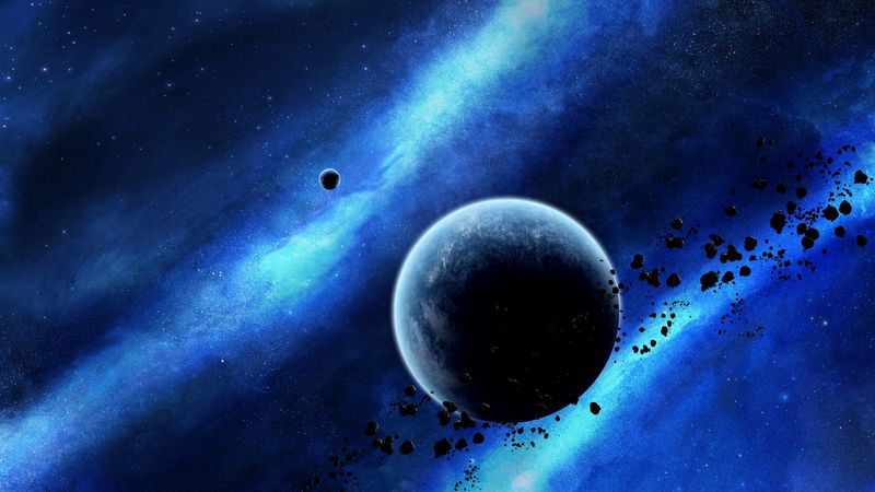 planet, asteroids, glow, space, universe, 4k