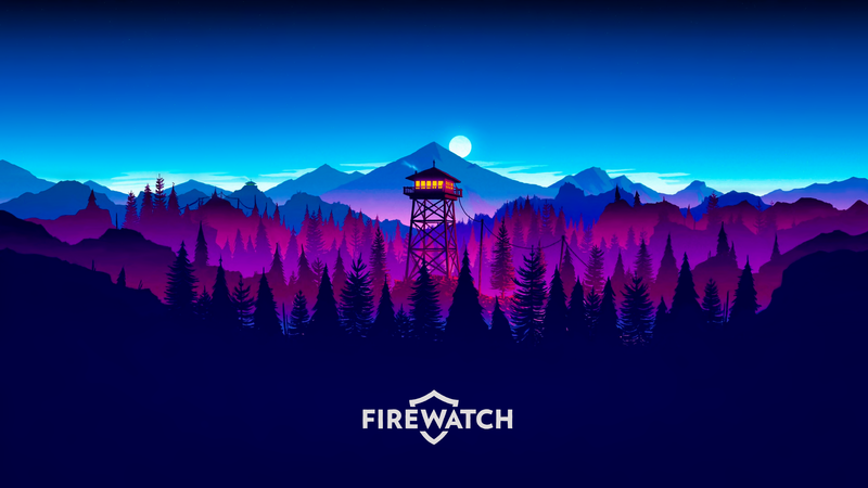 Firewatch, video games, forest, nature, landscape, mountains, sunset, pine trees, artwork, digital art, illustration, Olly Moss, Gamer
