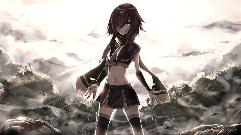 anime girls, sky, anime, miniskirt, fantasy girl