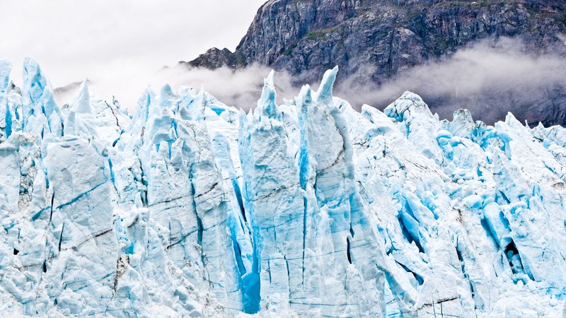 glacier, ice, frozen, mountains, landscape, 4k