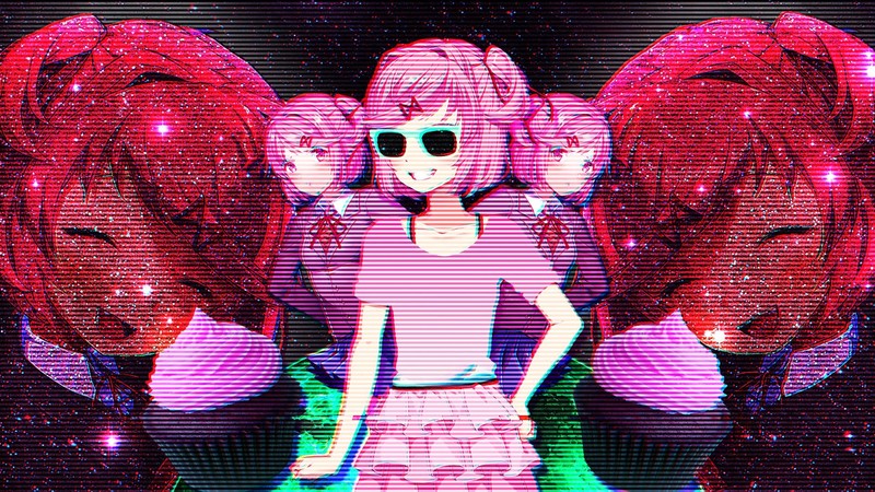 Doki Doki Literature Club, Natsuki (Doki Doki Literature Club), vaporwave, visual novel, anime girls, psychedelic