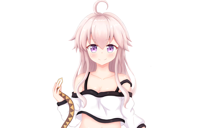 anime, anime girls, Zero kara Hajimeru Mahou no Sho, Zero (Zero kara Hajimeru Mahou no Sho), long hair, white hair, white background, smiling, purple eyes