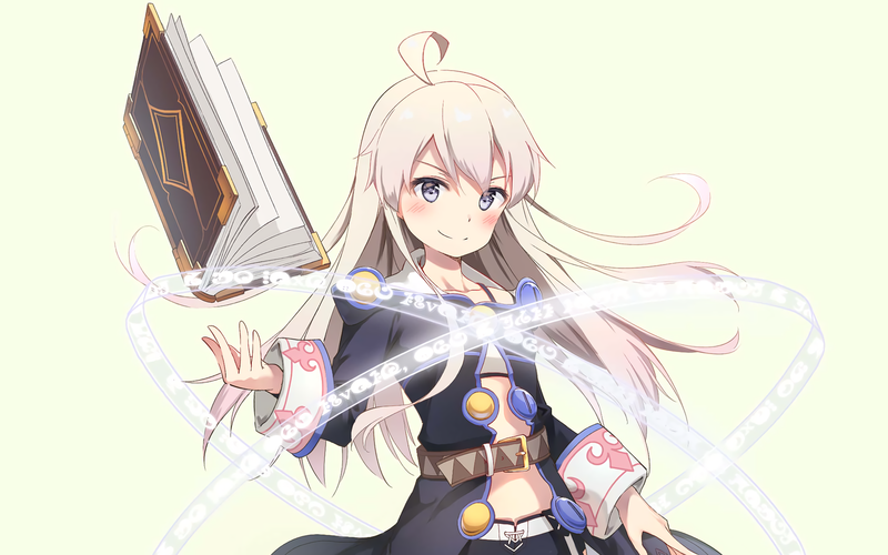 anime, anime girls, Zero kara Hajimeru Mahou no Sho, Zero (Zero kara Hajimeru Mahou no Sho), long hair, white hair, simple background, purple eyes, smiling