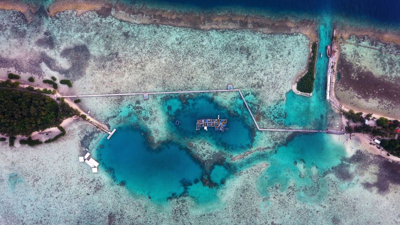 sea, lagoon, aerial view, canal, coast, 4k