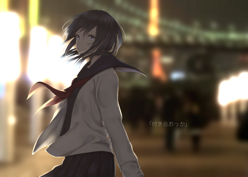 anime, anime girls, original characters, school uniform, brunette, short hair
