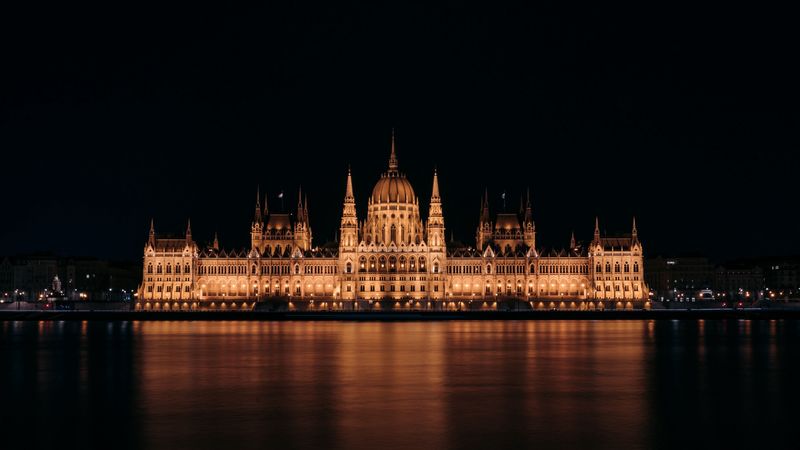 building, architecture, residence, night, budapest, 4k