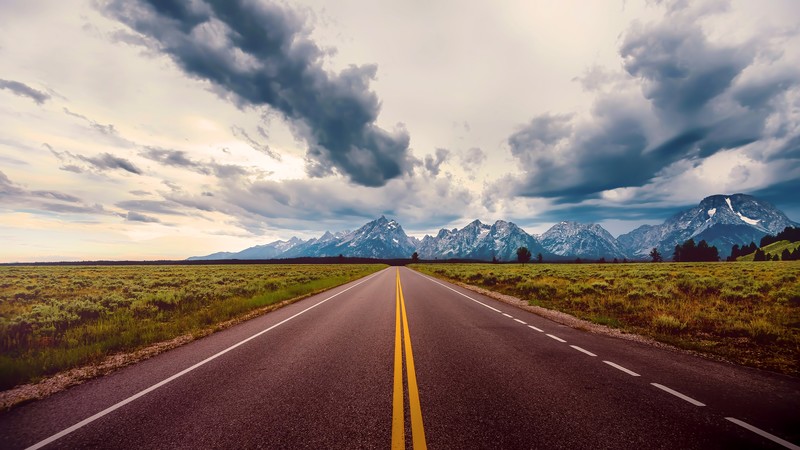 road, asphalt, landscape, clouds, field, nature