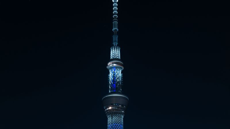 tower, building, architecture, city, backlight, night, 4k