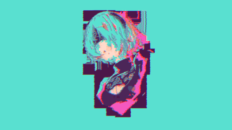 vaporwave, 2B (Nier: Automata), Nier: Automata, simple background, NieR, cyan, cyan background