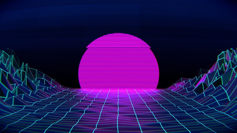 vaporwave, grid, Sun