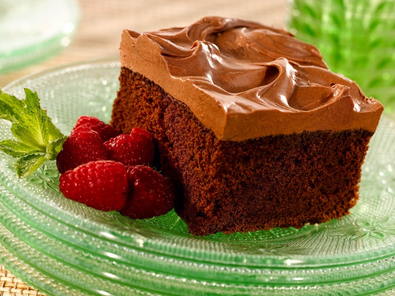 food, chocolate, brownie, raspberries, cake