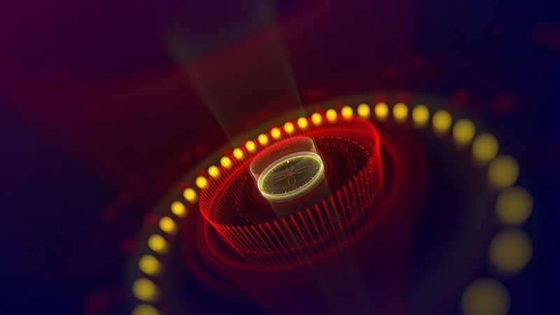 fractal, glow, hologram, circles, rays, abstraction, 4k