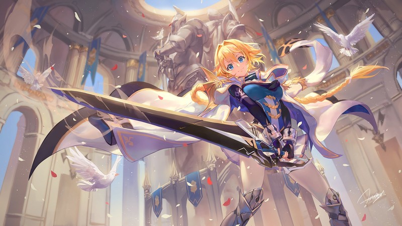 hanasa, anime girls, knight
