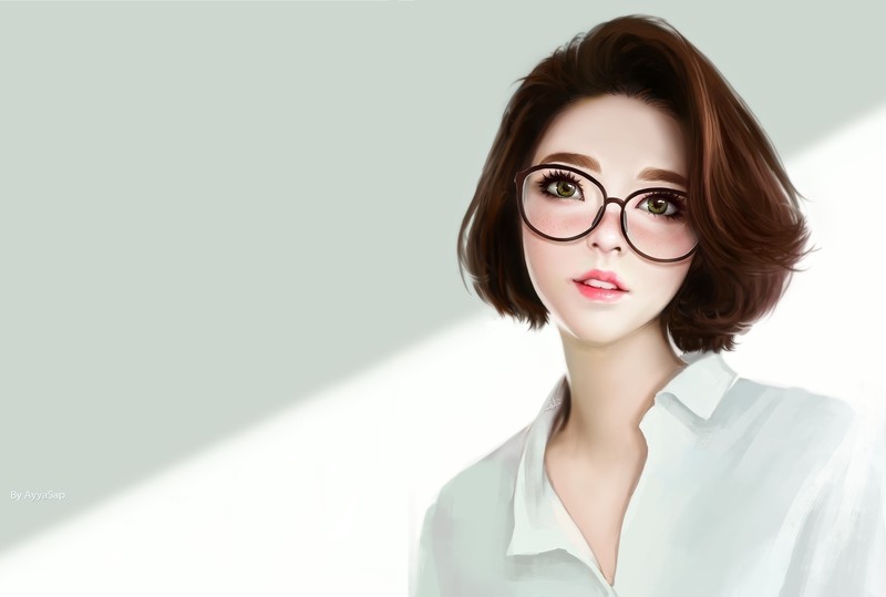 artwork, women, women with glasses, original characters