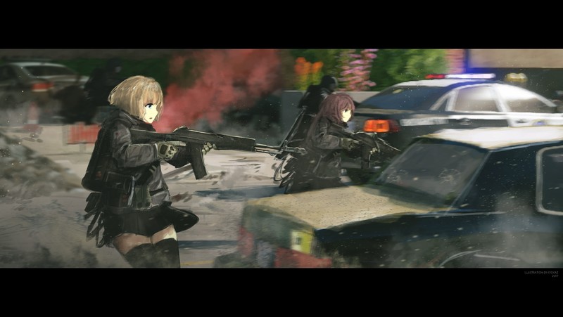 QuantumGLaDOS, girls with guns, car