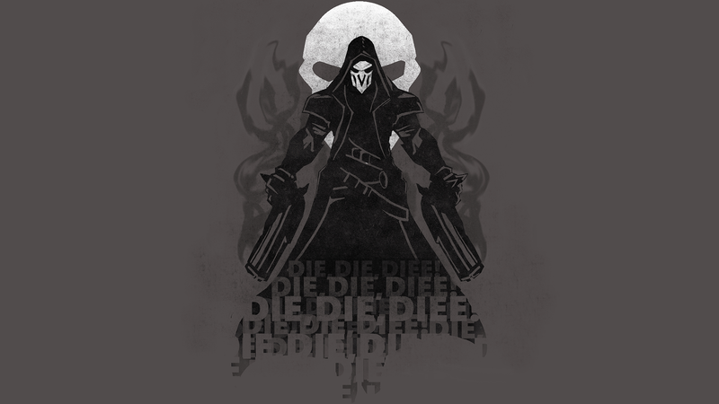 Reaper (Overwatch), picture, Overwatch, gray background, gray