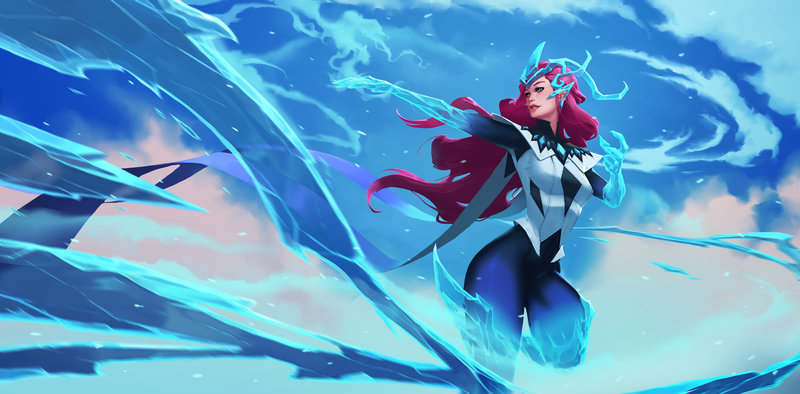 Battlerite, video games, ice, pink hair, tight clothing, women, thighs, magic, blue eyes, cyan