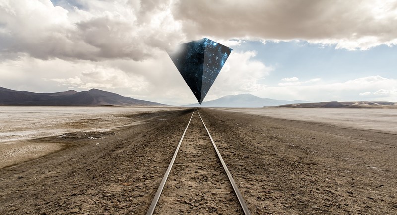 desert, railway, clouds, Photoshop
