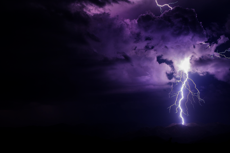 Lightning Purple Night Storm Dark Clouds Hd Wallpaper 