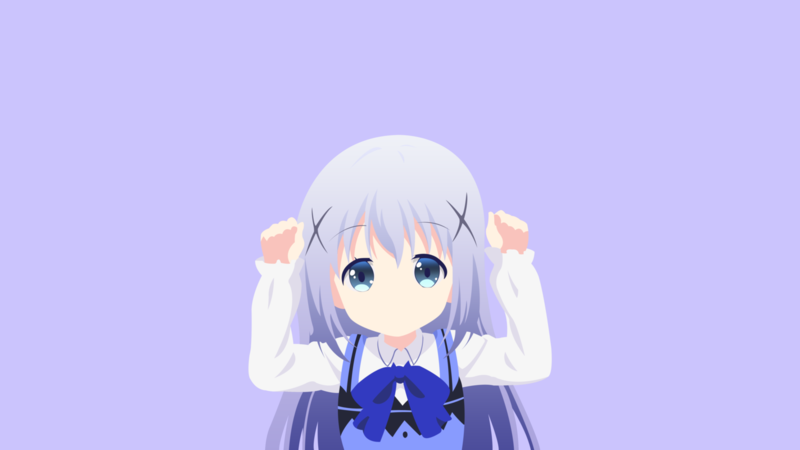 Kafuu Chino, Gochuumon wa Usagi Desu ka, blue dress, anime, anime girls, blue eyes, loli, white skin, minimalism, vector art