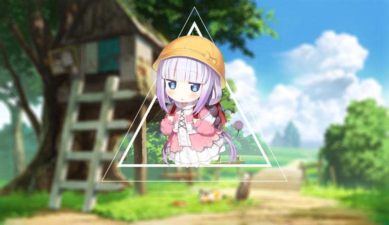 Kobayashi (Kobayashi-san Chi no Maid Dragon), Kanna Kamui (Kobayashi-san Chi no Maid Dragon), anime, anime girls, picture-in-picture, landscape, blue eyes, loli, white skin, white hair