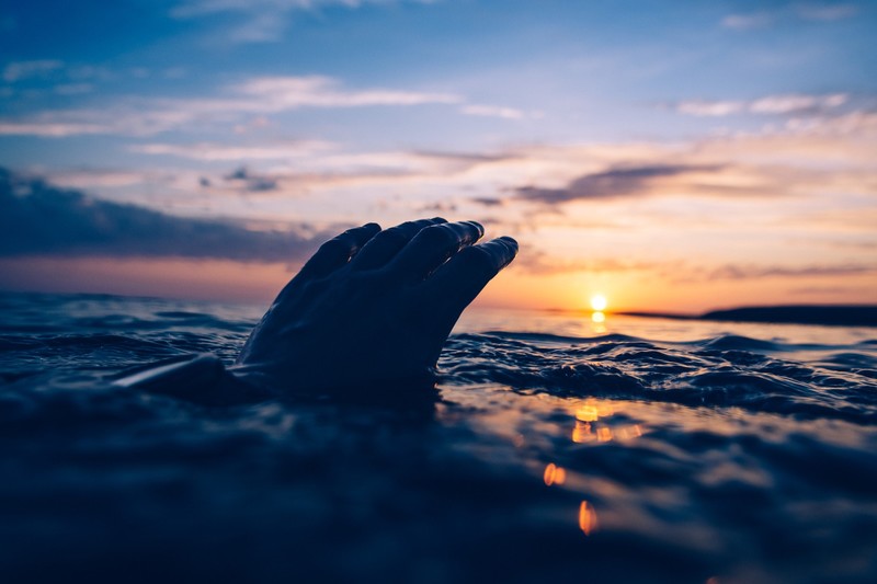 hands, swimming, sunset, sea, water