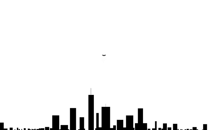 simple, minimalism, city, silhouette, Batman logo