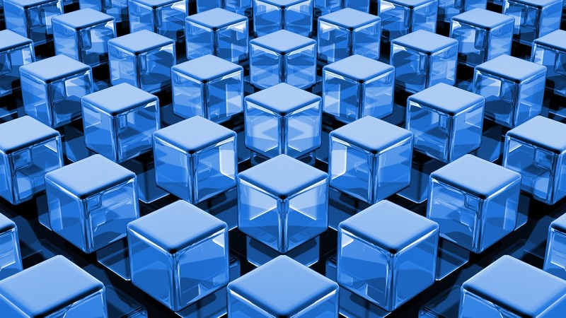 blue, digital art, cube, pattern