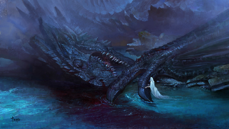 dragon, blood, water, women, wounds