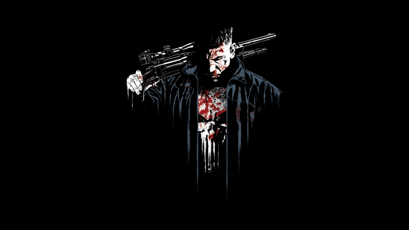Marvel Cinematic Universe, The Punisher, Netflix, Jon Bernthal, men, Marvel Comics, sniper rifle, simple background, digital art, artwork